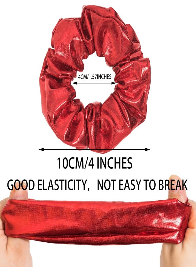 Jeffan 12 Pcs PU Leather Cheer Hair Scrunchies Red Scrunchy School Performance Ponytail Holder Hair Accessories for Cheerleading Teen Girls College Sports (Red) - Image 2